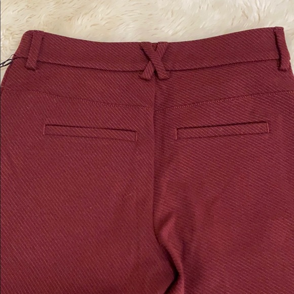 ANTHROPOLOGIE - THE ESSENTIAL TROUSER Slim Flared Fit Burgundy Pants Size 0 NWT - Picture 13 of 14